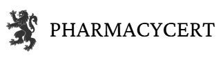 PharmacyCert logo for pharmacy exam preparation, practice tests, and study guides.